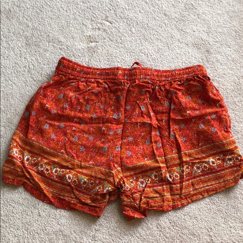 Red-Orange Patterned Shorts - Picture 2 of 2